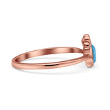 Heart Fashion Petite Dainty Thumb Statement Ring Lab Created Opal Simulated CZ 925 Sterling Silver