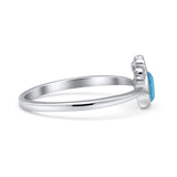 Heart Fashion Petite Dainty Thumb Statement Ring Lab Created Opal Simulated CZ 925 Sterling Silver