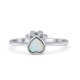 Heart Fashion Petite Dainty Thumb Statement Ring Lab Created Opal Simulated CZ 925 Sterling Silver