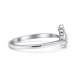 Heart Fashion Petite Dainty Thumb Statement Ring Lab Created Opal Simulated CZ 925 Sterling Silver