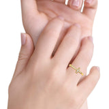 Sideways Cross Fashion Petite Dainty Thumb Statement Ring Lab Created Opal 925 Sterling Silver