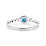 Art Deco Round Rhodium Plated Thumb Ring Statement Fashion Ring Lab Created Opal 925 Sterling Silver