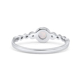 Art Deco Round Rhodium Plated Thumb Ring Statement Fashion Ring Lab Created Opal 925 Sterling Silver