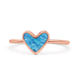 Solitaire Heart Promise Ring Band Valentines Statement Fashion Ring Lab Created Opal 925 Sterling Silver