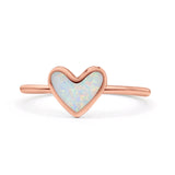 Solitaire Heart Promise Ring Band Valentines Statement Fashion Ring Lab Created Opal 925 Sterling Silver