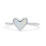 Solitaire Heart Promise Ring Band Valentines Statement Fashion Ring Lab Created Opal 925 Sterling Silver