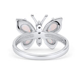 Butterfly Ring Band Thumb Ring Statement Fashion Ring Lab Created Opal Round CZ 925 Sterling Silver