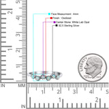 Half Eternity Band Oxidized Thumb Ring Lab Created Opal Statement Fashion Ring 925 Sterling Silver