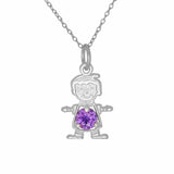 Baby Charm Pendant Round Cubic Zirconia 925 Sterling Silver Happy Baby Boy