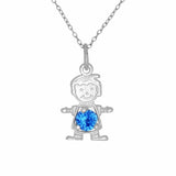 Baby Charm Pendant Round Cubic Zirconia 925 Sterling Silver Happy Baby Boy