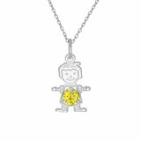 Baby Charm Pendant Round Cubic Zirconia 925 Sterling Silver Happy Baby Boy