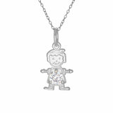 Baby Charm Pendant Round Cubic Zirconia 925 Sterling Silver Happy Baby Boy