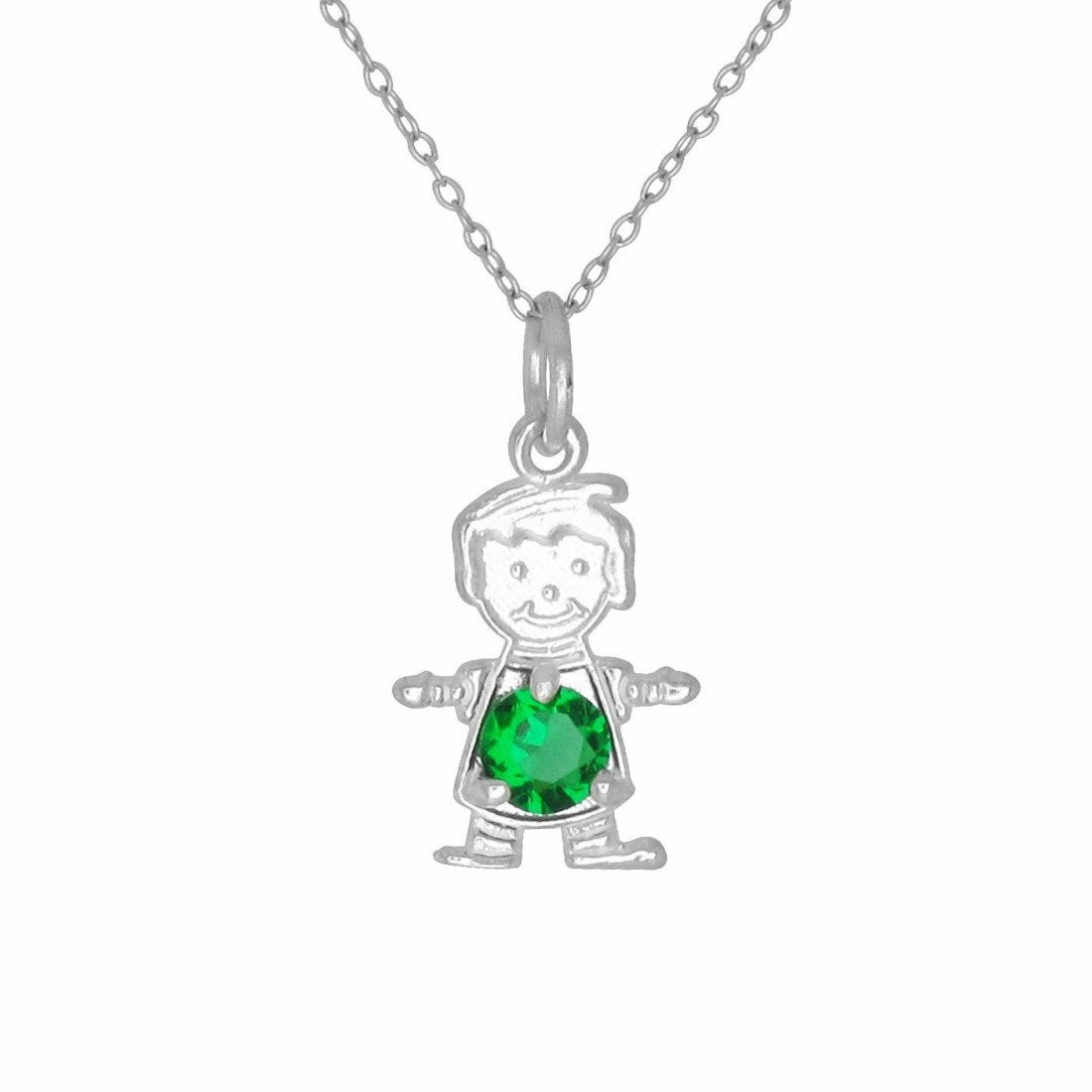 Baby Charm Pendant Round Cubic Zirconia 925 Sterling Silver Happy Baby Boy