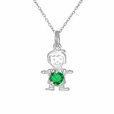 Baby Charm Pendant Round Cubic Zirconia 925 Sterling Silver Happy Baby Boy