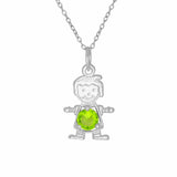 Baby Charm Pendant Round Cubic Zirconia 925 Sterling Silver Happy Baby Boy