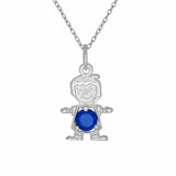 Baby Charm Pendant Round Cubic Zirconia 925 Sterling Silver Happy Baby Boy