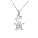Baby Charm Pendant Round Cubic Zirconia 925 Sterling Silver Happy Baby Boy