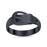 Fashion Trendy Belt Buckle Band Simple Plain Ring 925 Sterling Silver