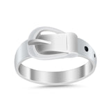 Fashion Trendy Belt Buckle Band Simple Plain Ring 925 Sterling Silver