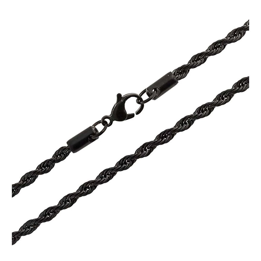 1.2MM Rope Chain Black Plated 925 Sterling Silver 16-20 Inches