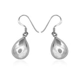 Shiny High Polished Teardrop Drop Dangle Earrings Pear Shape 925 Sterling Silver (18mm) Fish Hook - Blue Apple Jewelry