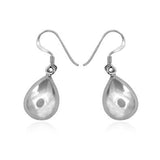 Shiny High Polished Teardrop Drop Dangle Earrings Pear Shape 925 Sterling Silver (18mm) Fish Hook - Blue Apple Jewelry