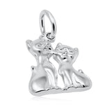 15mm Cat Pendant Mother and Child Cat Charm Solid 925 Sterling Silver Choose Color
