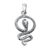 32mm Snake Pendant Charm Solid 925 Sterling Silver Choose Color