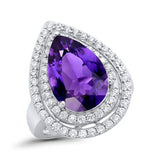 Teardrop Pear Simulated Cubic Zirconia Engagement Ring 925 Sterling Silver