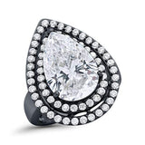 Teardrop Pear Simulated Cubic Zirconia Engagement Ring 925 Sterling Silver