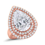 Teardrop Pear Simulated Cubic Zirconia Engagement Ring 925 Sterling Silver