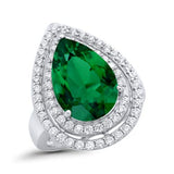 Teardrop Pear Simulated Cubic Zirconia Engagement Ring 925 Sterling Silver
