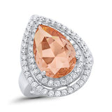 Teardrop Pear Simulated Cubic Zirconia Engagement Ring 925 Sterling Silver