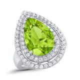 Teardrop Pear Simulated Cubic Zirconia Engagement Ring 925 Sterling Silver