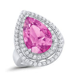 Teardrop Pear Simulated Cubic Zirconia Engagement Ring 925 Sterling Silver