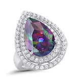 Teardrop Pear Simulated Cubic Zirconia Engagement Ring 925 Sterling Silver