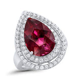 Teardrop Pear Simulated Cubic Zirconia Engagement Ring 925 Sterling Silver
