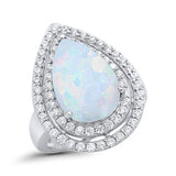 Teardrop Pear Simulated Cubic Zirconia Engagement Ring 925 Sterling Silver