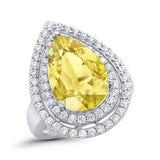 Teardrop Pear Simulated Cubic Zirconia Engagement Ring 925 Sterling Silver