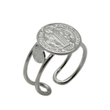 San Benito Cuff Ring 925 Sterling Silver San Benito St. Benedict Religious Adjustable Ring
