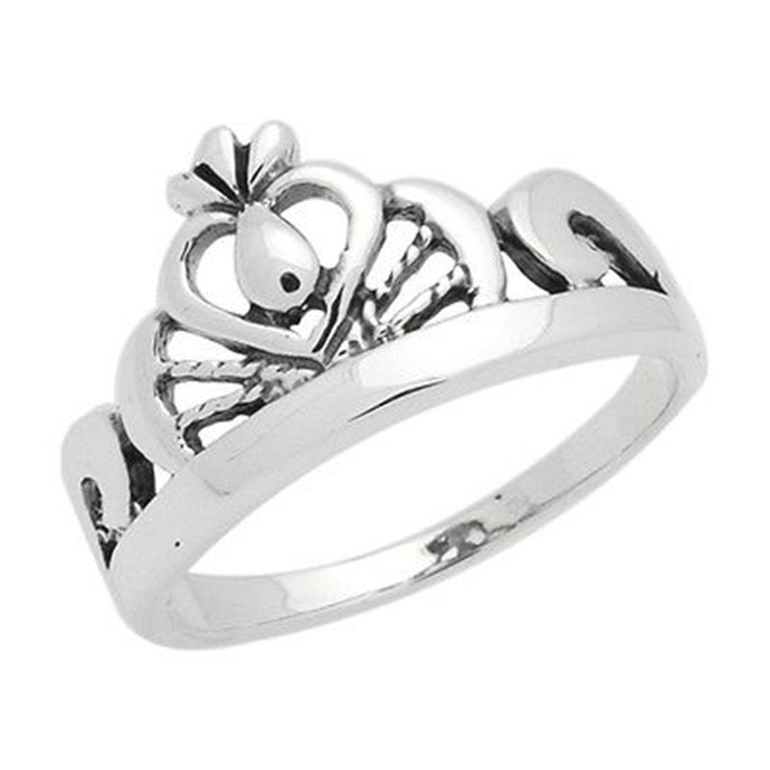 Heart Crown Ring 925 Sterling Silver Princess Crown Heart Band Sterling Silver
