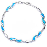 Fashion Twist Design Bracelet Lab Created Opal 925 Sterling Silver