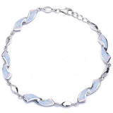 Fashion Twist Design Bracelet Lab Created Opal 925 Sterling Silver