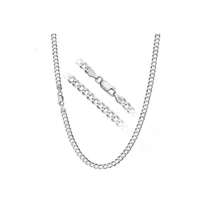 3MM 080 Curb Link Chain .925 Sterling Silver Sizes "7-30" Inches