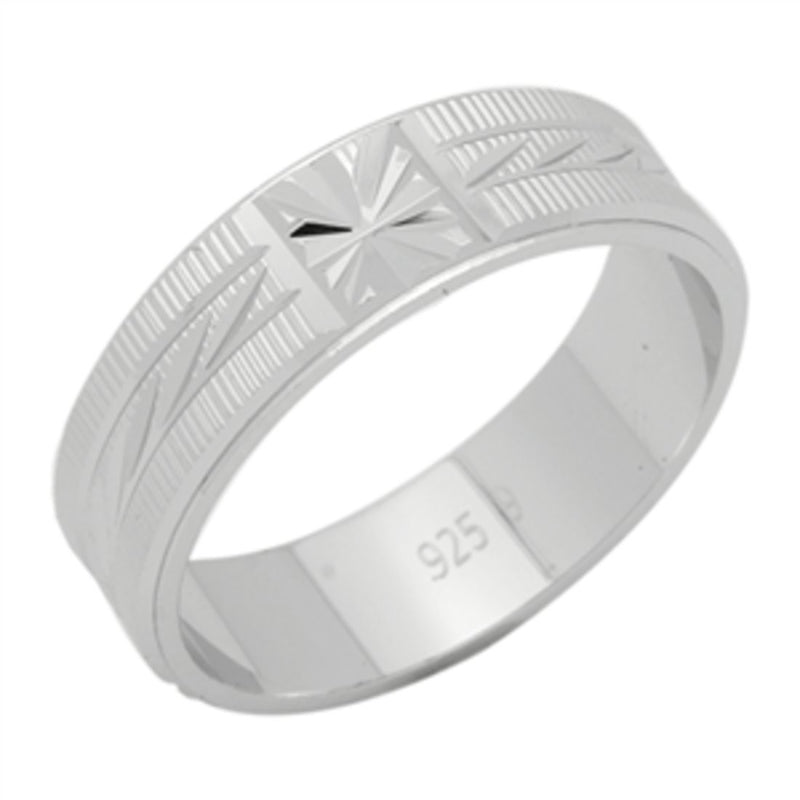 6mm 925 Sterling Sliver Diamond Cut His Or Hers Wedding Band-Blue Apple Jewellary