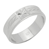 6mm 925 Sterling Sliver Diamond Cut His Or Hers Wedding Band-Blue Apple Jewellary