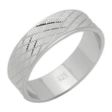 6mm 925 Sterling Sliver Diamond Cut His Or Hers Fashion Wedding Band-Blue Apple Jewellary