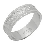 6mm 925 Sterling Sliver Diamond Cut His Or Hers Engagment, Wedding Styling Band-Blue Apple Jewellary