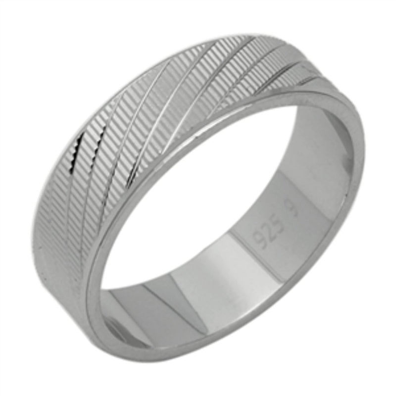 6mm 925 Sterling Sliver Diamond Cut His Or Hers Fashion Engagment Band-Blue Apple Jewellary