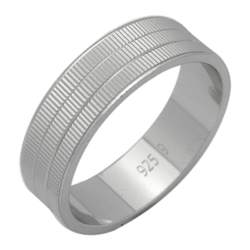6mm 925 Sterling Sliver Diamond Cut His Or Hers Fashion Wedding Engagment Band-Blue Apple Jewellary